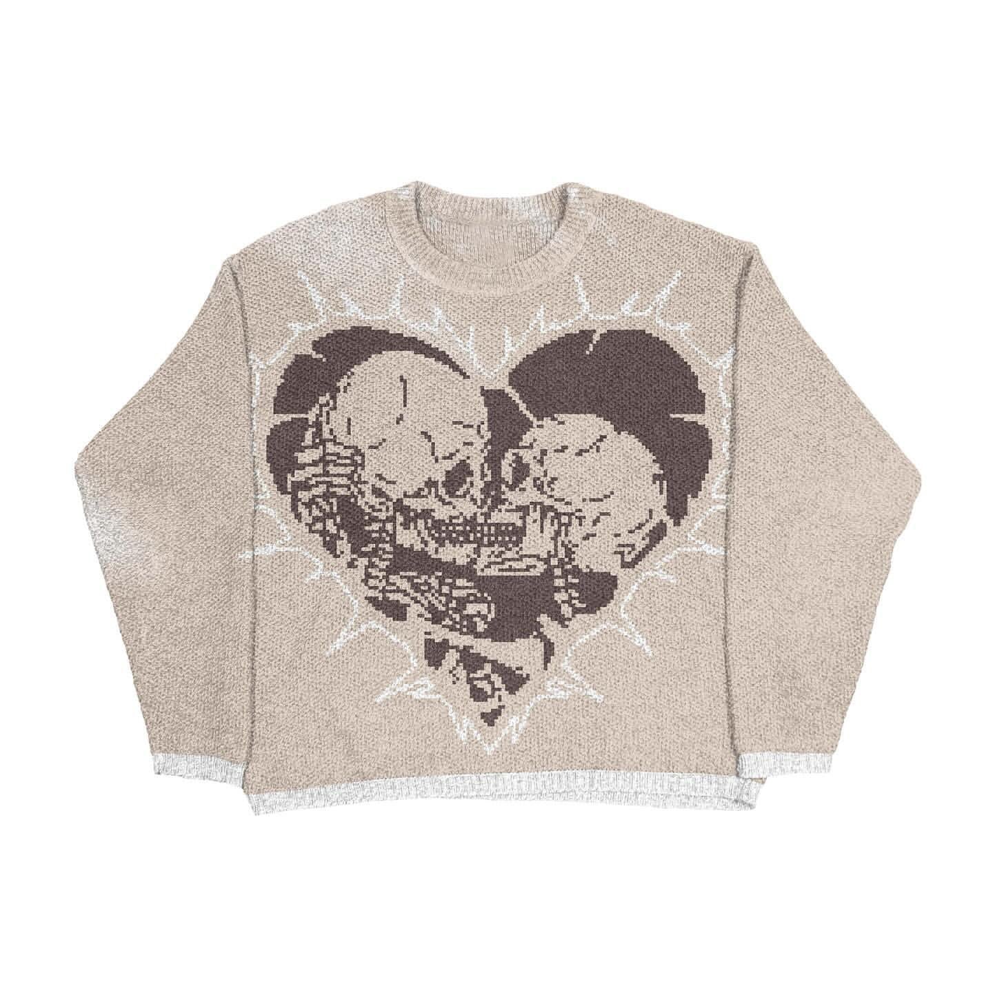 Skeleton Heart Knit Sweater