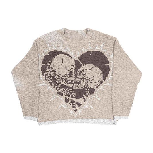 Skeleton Heart Knit Sweater