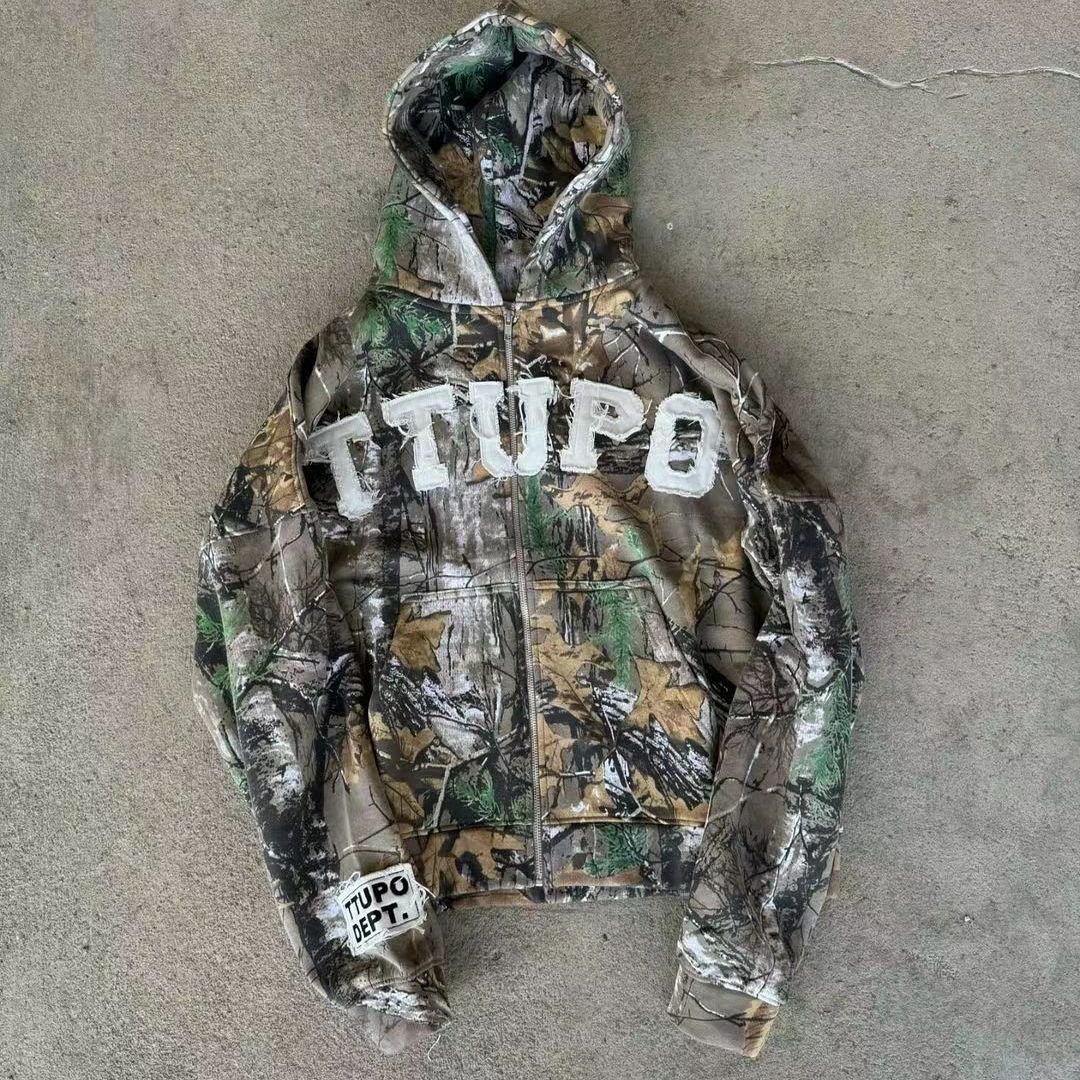 Tree Camo Zip-Up Hoodie
