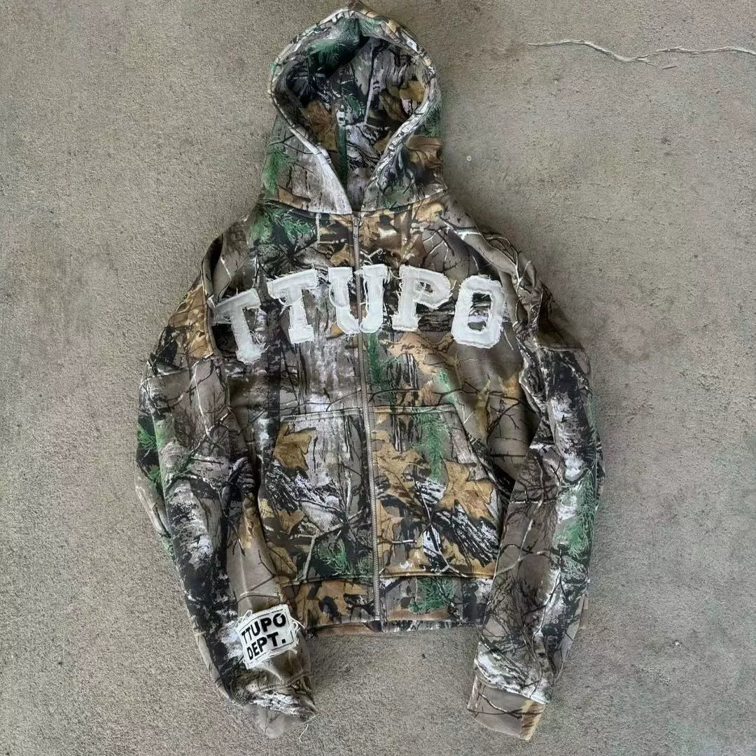 Tree Camo Zip-Up Hoodie