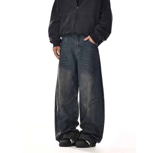 Dark Blue Washed Baggy Jeans