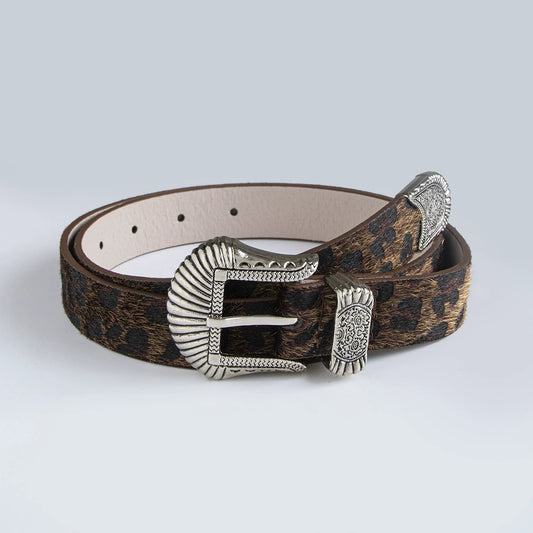Leopard Print Western Belt