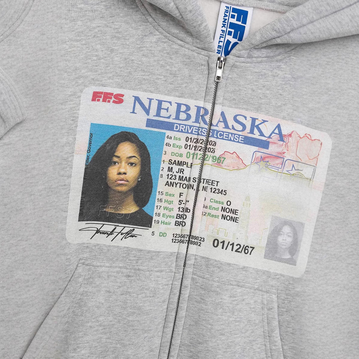 Y2K Print Nebraska Zip Hoodie