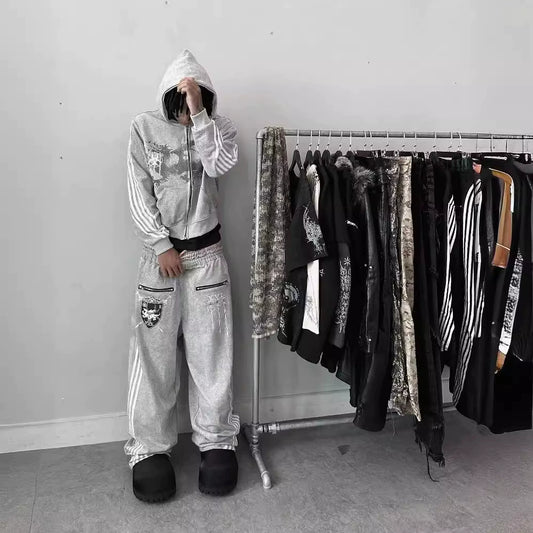 Gray Striped Tracksuit