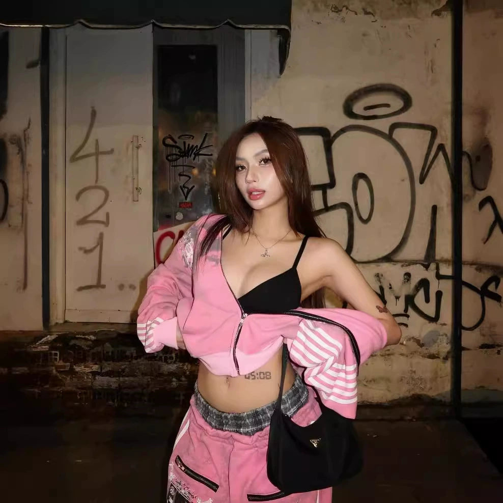 Pink Striped Tracksuit