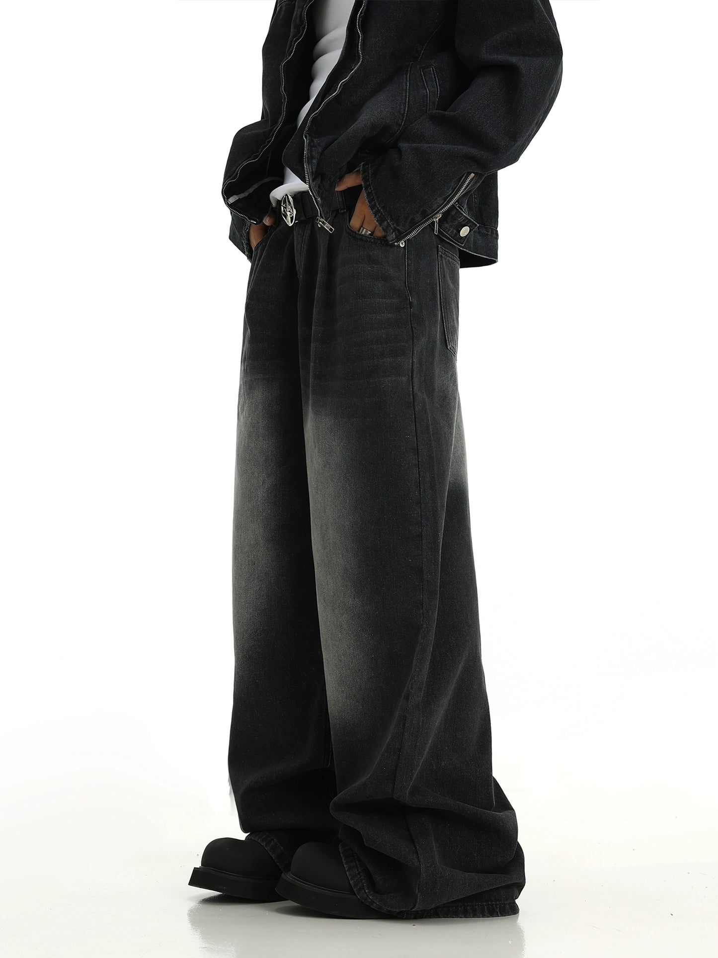 Black Washed Baggy Jeans